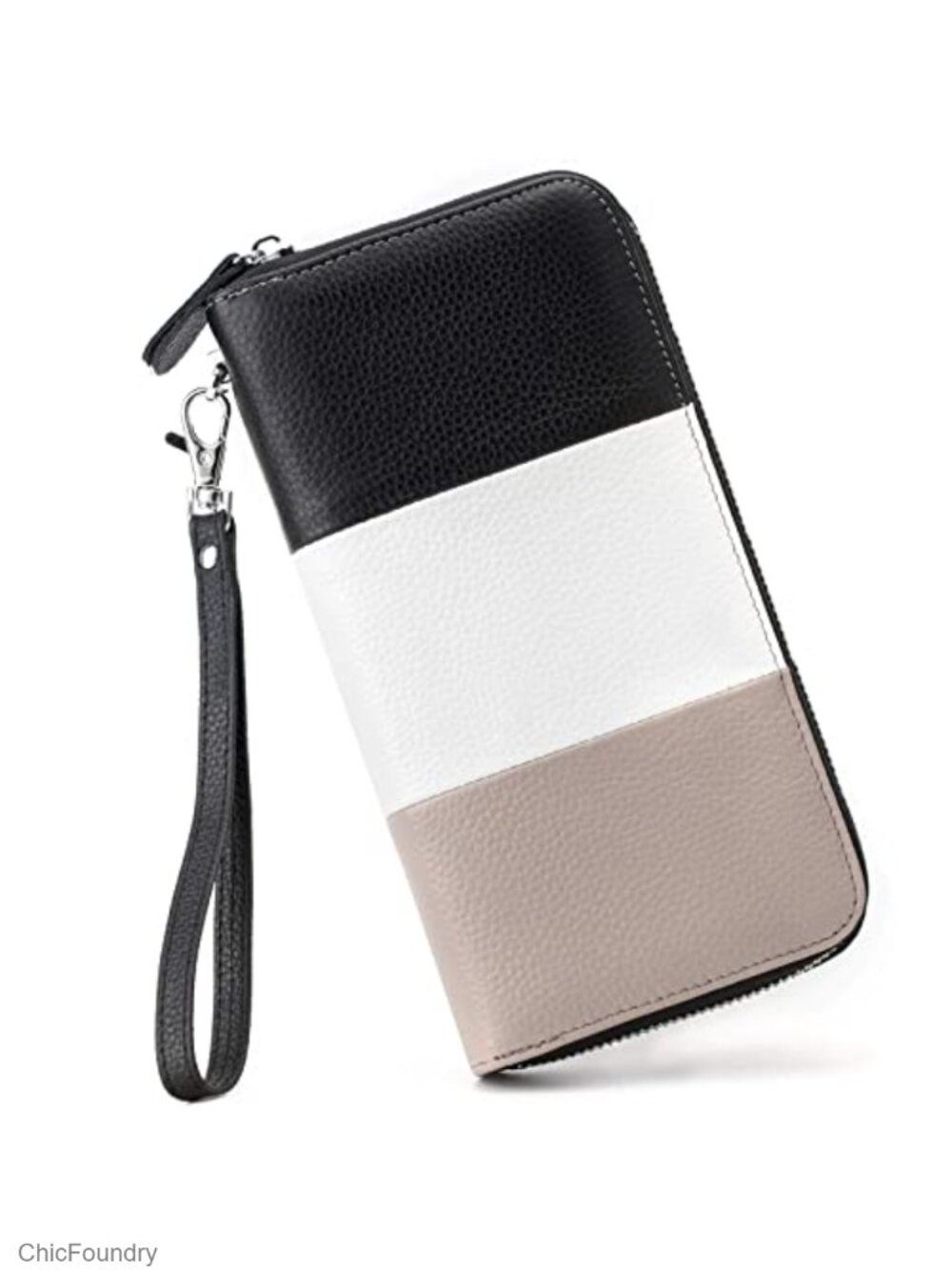 RFID Blocking Genuine Leather Wristlet Clutch Zip Around Wallet
